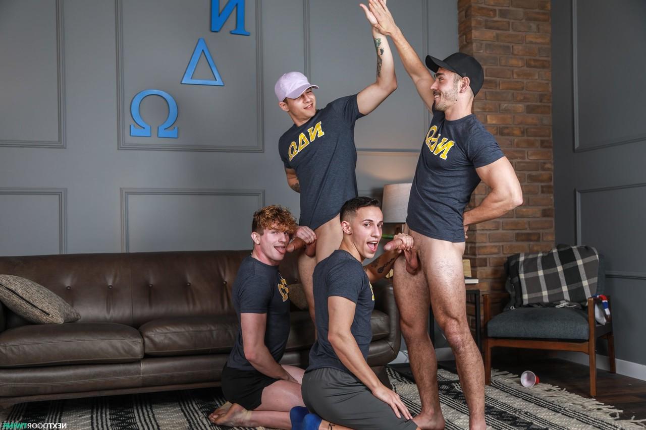 20P Gay hunks show their big dicks and indulge in a wild anal foursome