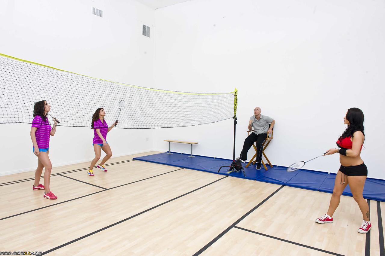20P Bald ref participates in a foursome with three busty female athletes
