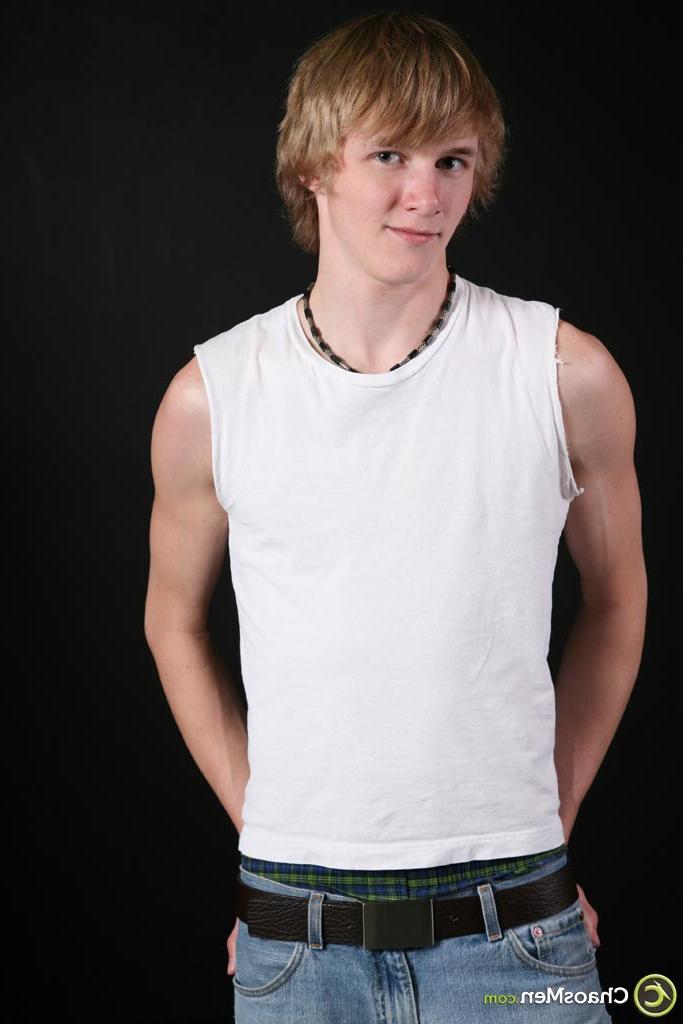 20P Cute blonde twink Stash displaying his skinny body and firm booty in a solo