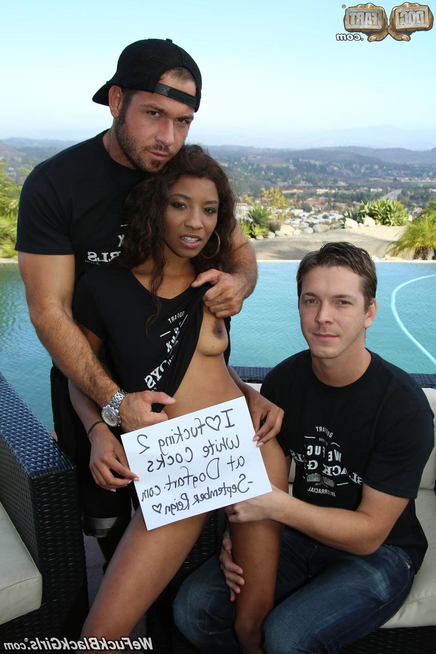12P Slender black girl September Reign gets fucked hard by a couple of white boys