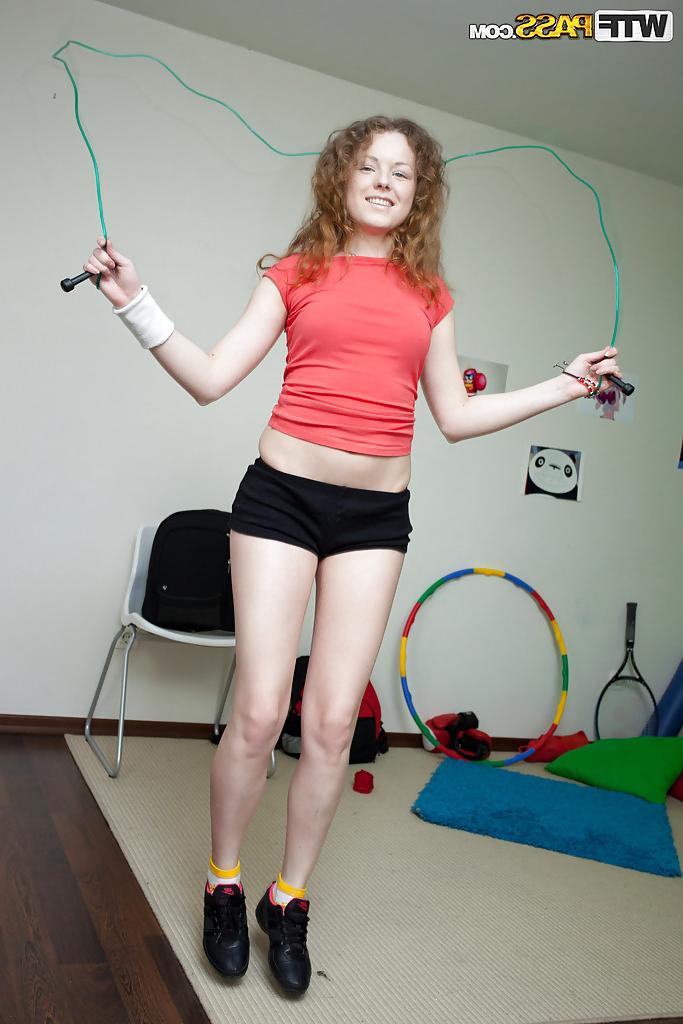 16P Flexy babe showcasing her tempting curves covered with sport outfit