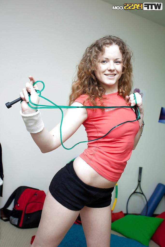 16P Flexy babe showcasing her tempting curves covered with sport outfit