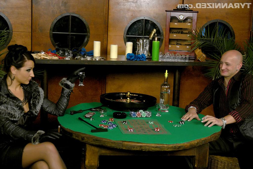 16P Gambling femdom Gina Killmer whips the naked loser & binds his cock and balls