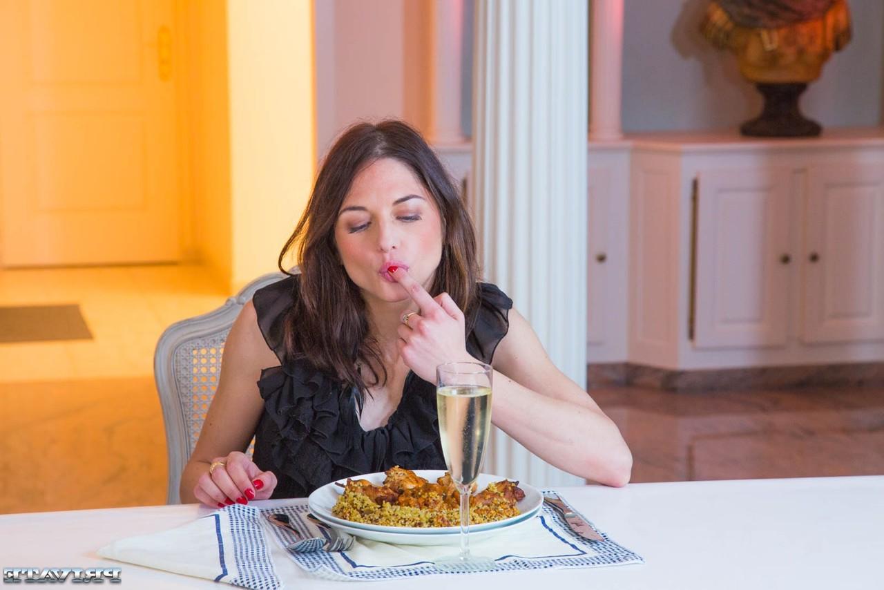 20P Gorgeous French babe Rachel Adjani fucks a hunky chef reverse cowgirl style