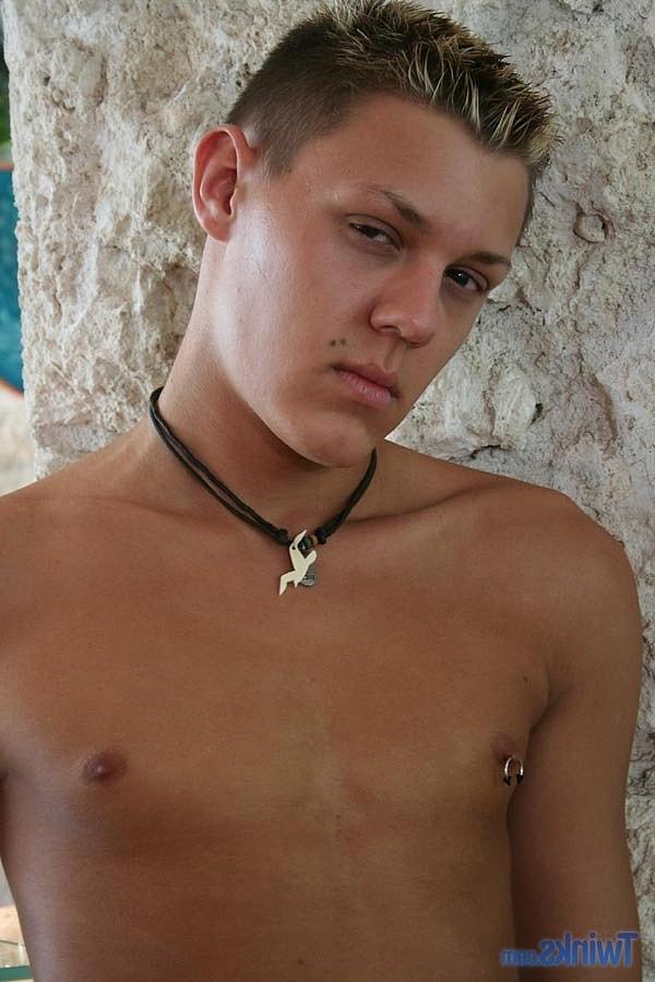 20P Good-looking twink plays with his hard cock while completely naked