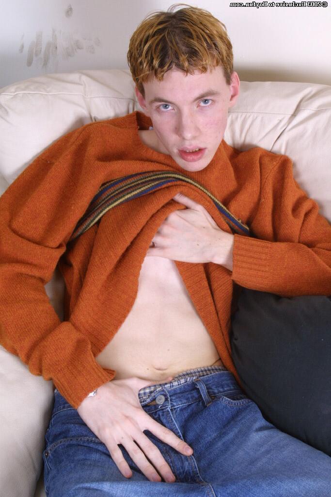 20P Horny redheaded gay boy Dan strips down naked and jerks his hard cock