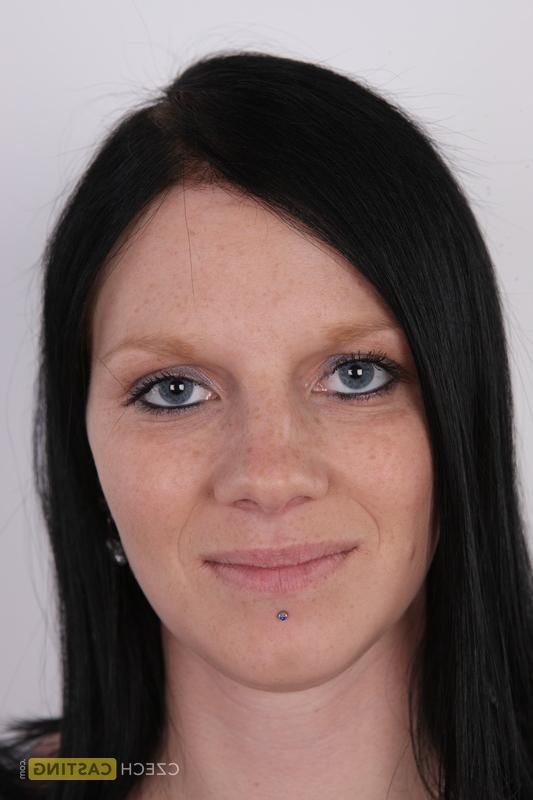 12P Dark haired girl Jarka gets totally naked on a stool while pregnant