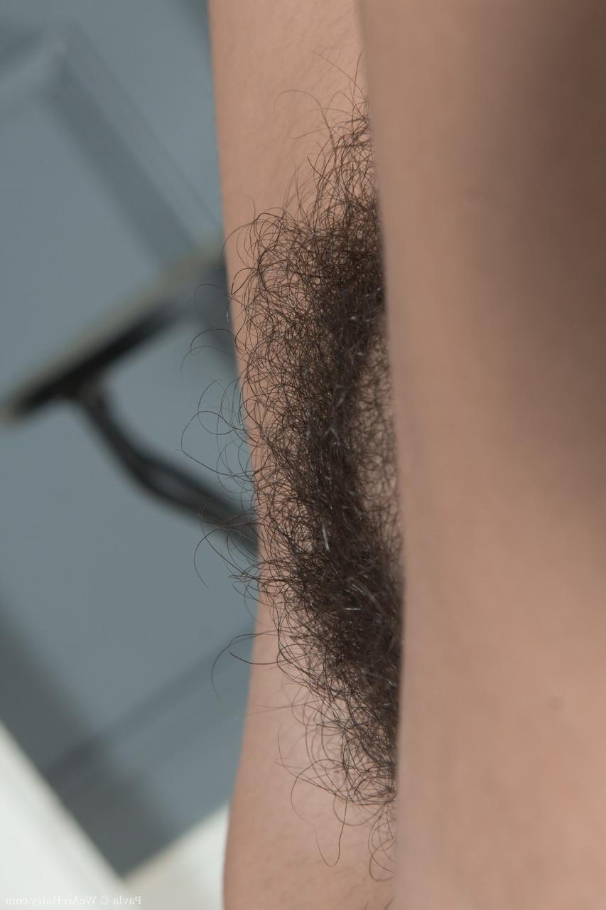 18P A vaqueira peituda Pavla tira a lingerie jeans e toca seu regalo peludo de perto