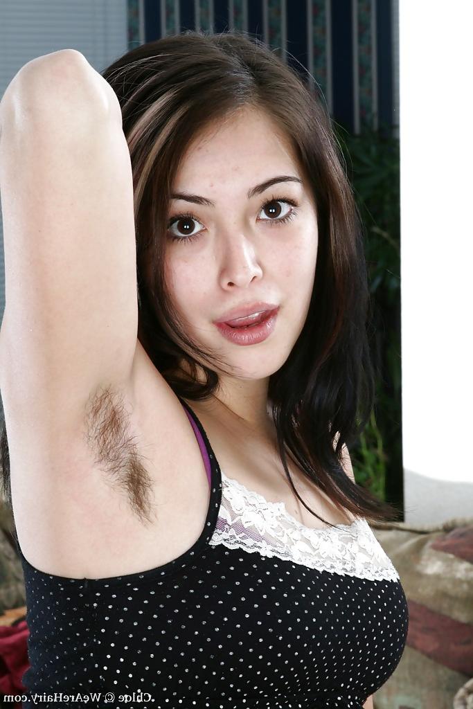 16P Lovely teen babe showing off her hairy armpits and stripping