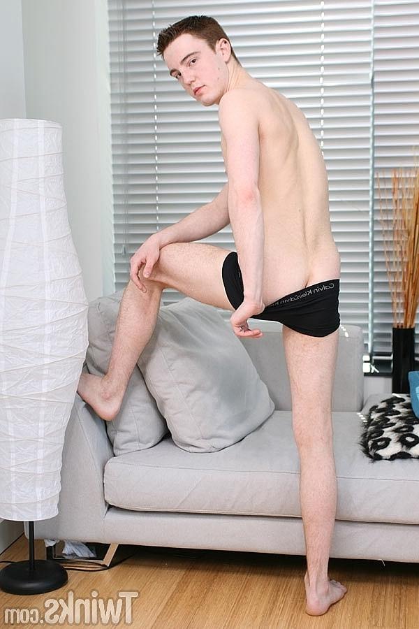 20P Brunette freckled twink John-Paul Dubois flaunts his dick and masturbates