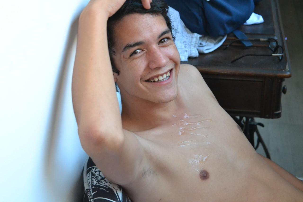 20P Horny Latino twink fingers and dicks his roommate's tight butthole