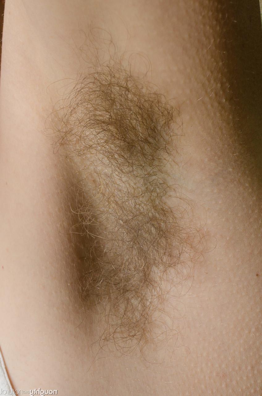 20P Babe with hairy armpits Cookie shows her chubby body and bush in the woods
