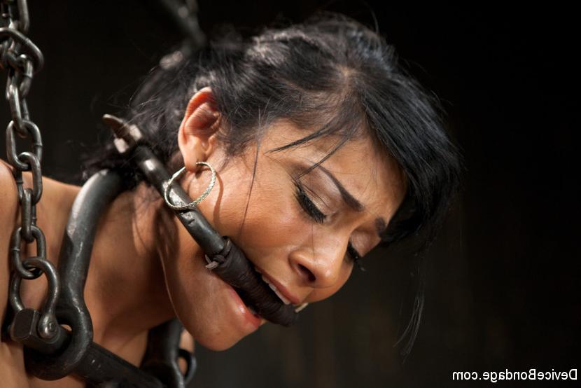 12P Naked brunette is subjected to sensory deprivation while in bondage