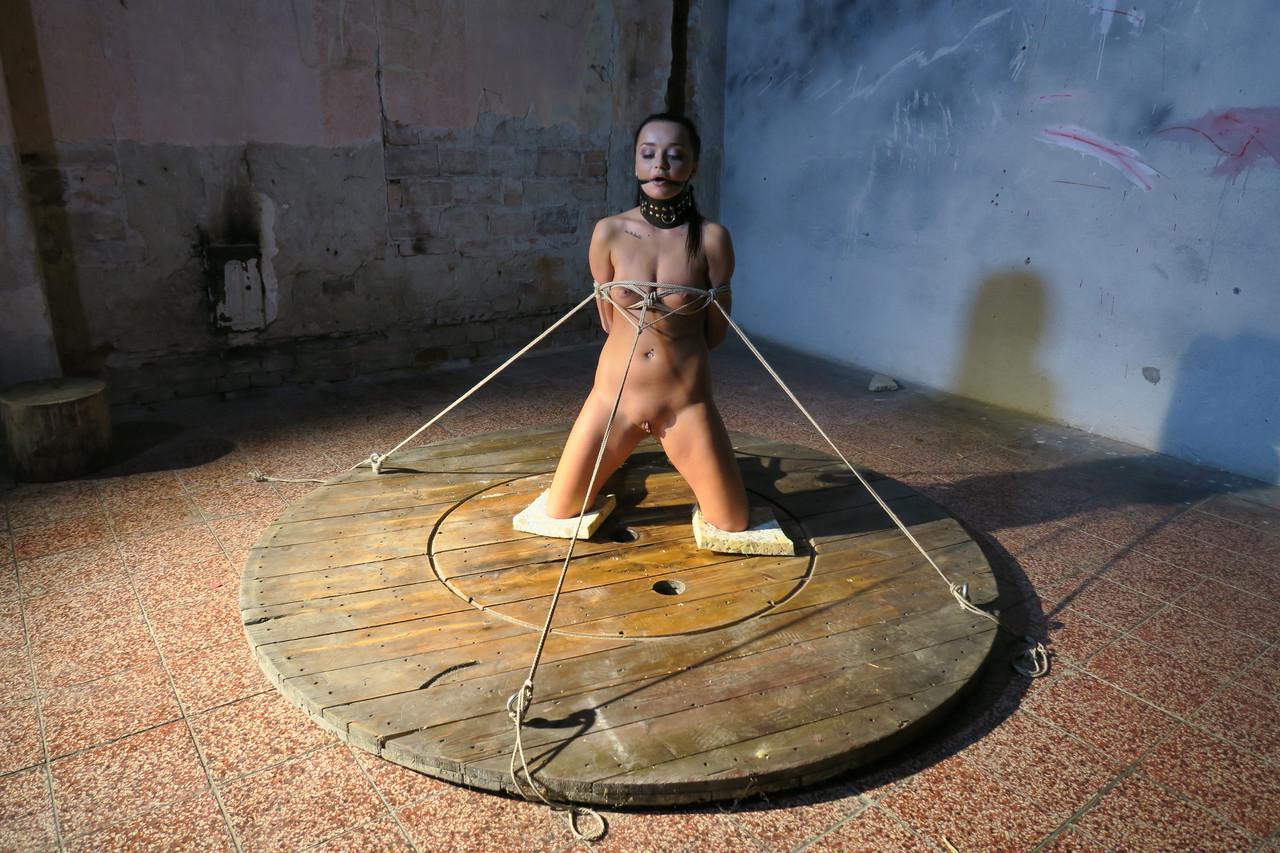 20P Ukrainian slave girl Daphne Klyde getting bound & toyed by her master