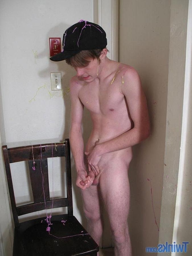 20P Skinny twink Billy G strips, sits in the chair and masturbates in a solo