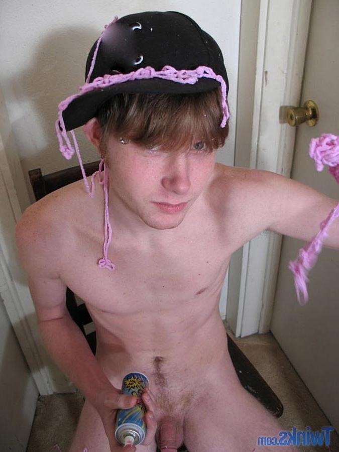 20P Skinny twink Billy G strips, sits in the chair and masturbates in a solo