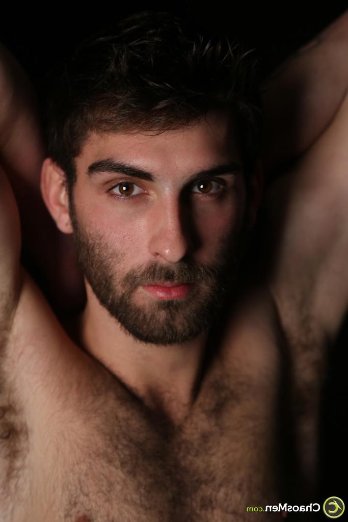 20P Gay brunette with a beard Baker undresses and flaunts his big dick