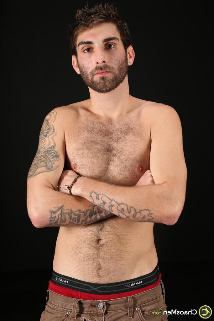 20P Gay brunette with a beard Baker undresses and flaunts his big dick