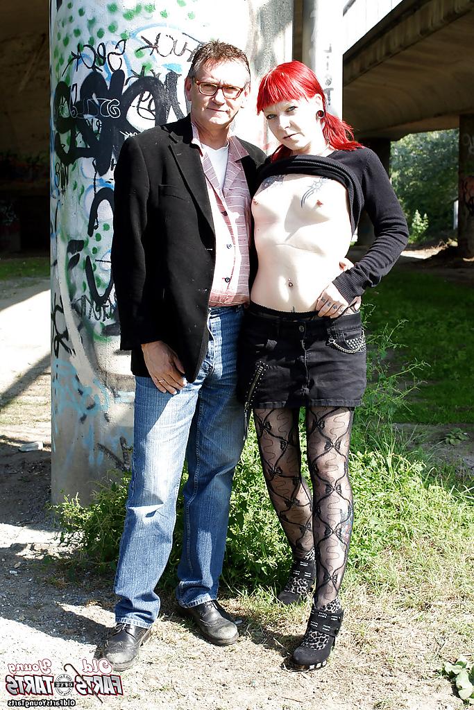 16P Kinky redhead babe in pantyhose Foxy gets fucked in public place