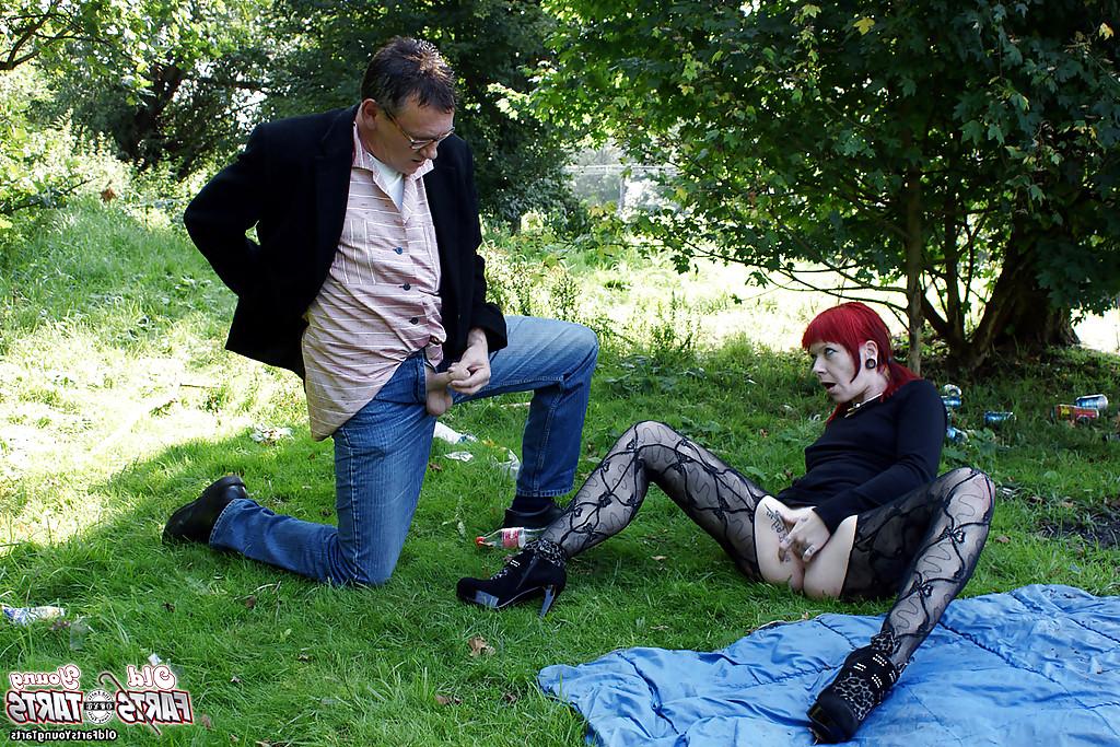 16P Kinky redhead babe in pantyhose Foxy gets fucked in public place