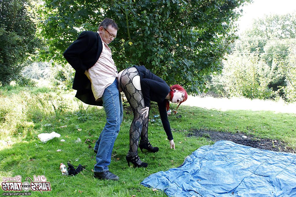 16P Kinky redhead babe in pantyhose Foxy gets fucked in public place