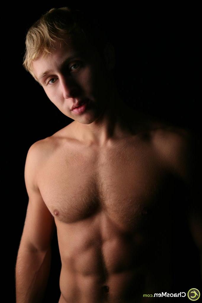 20P Blonde male model Pierre unveiling his hairy chest, tight booty and hard dick