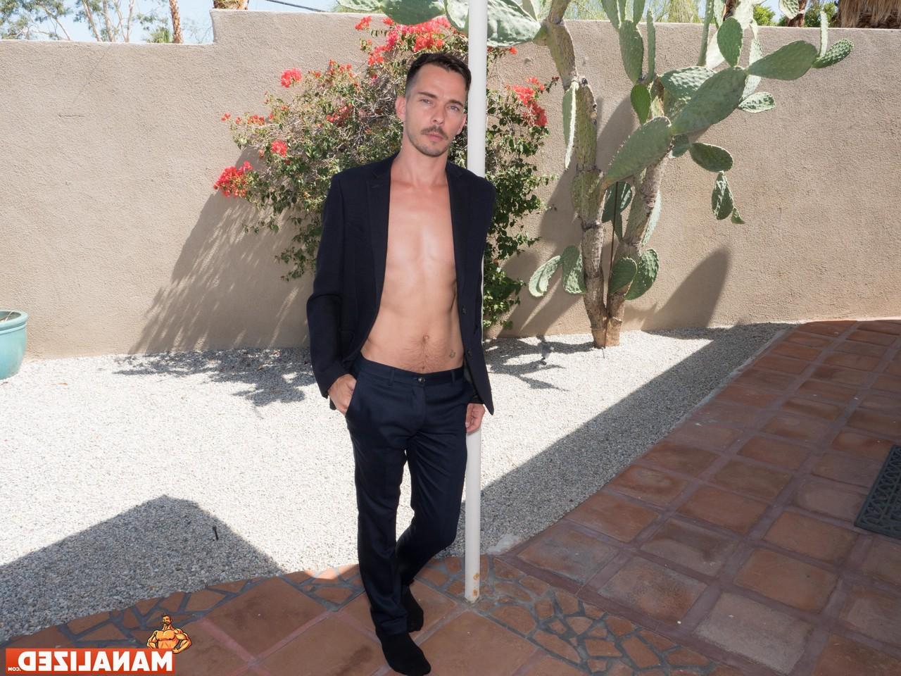 16P Perverted gay model Danny Blue poses in his underwear & unveils his big dick