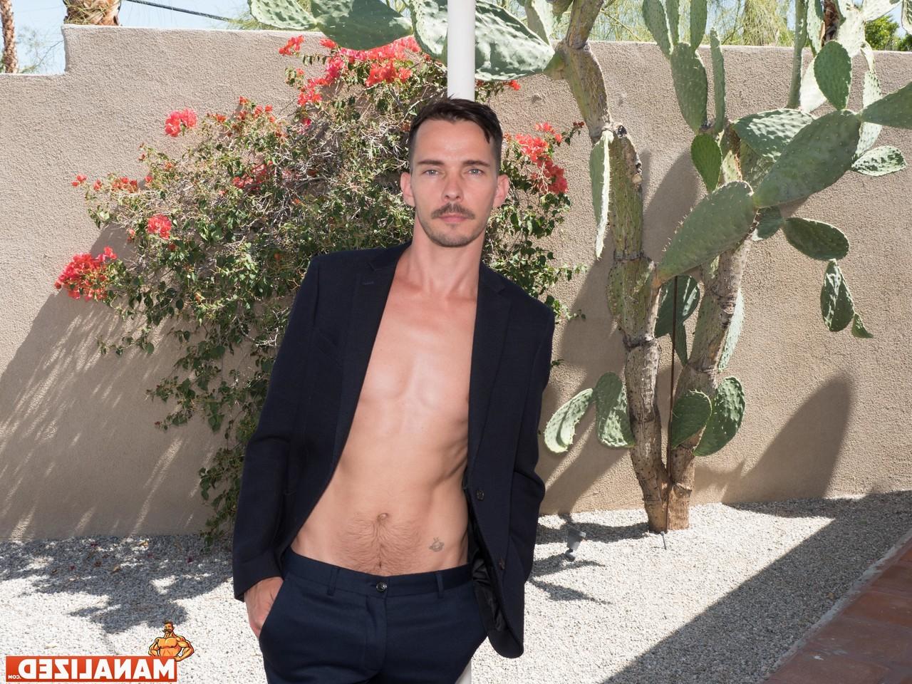 16P Perverted gay model Danny Blue poses in his underwear & unveils his big dick