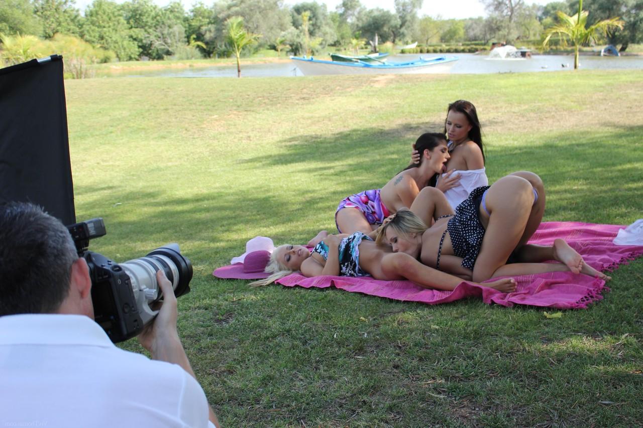20P Lesbian babes and their GFs Blue Angel & Jo have a PDA session while naked