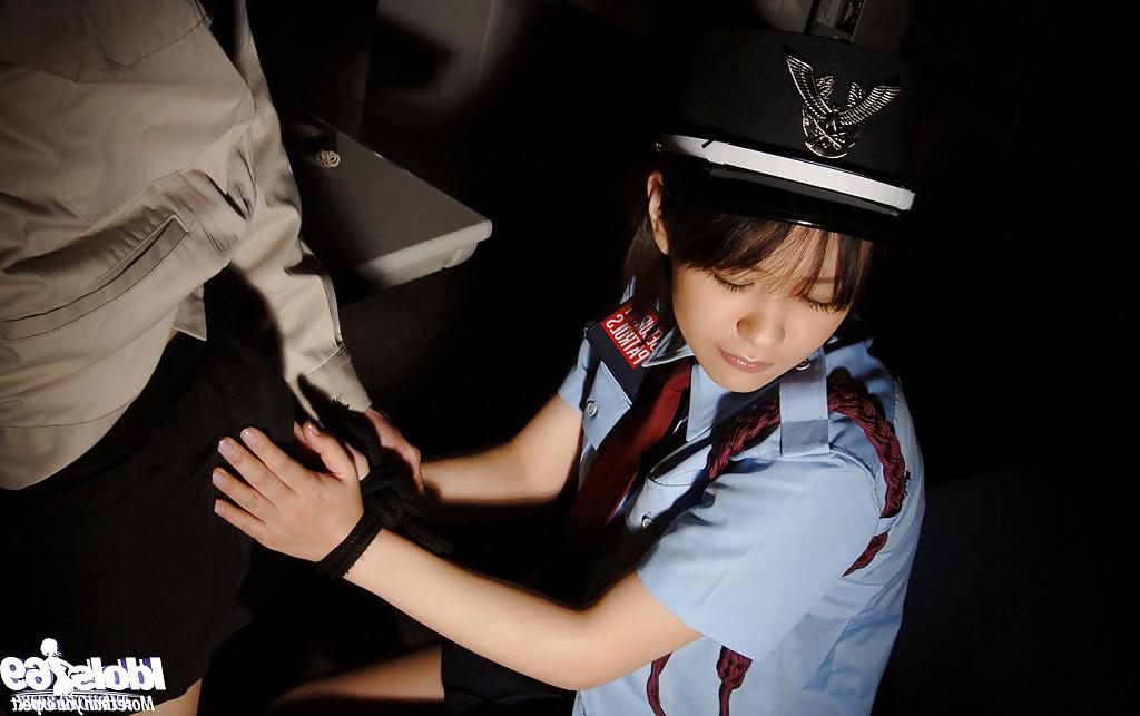 16P Submissive Asian police officer in uniform gets a hardcore fucking on the job