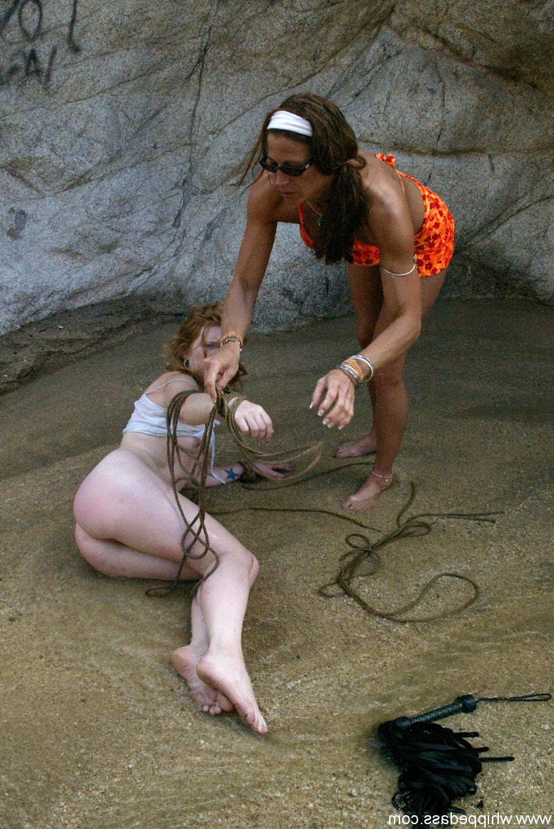 20P Teen with tiny pierced nips gets tied up outdoors and groped by a hot MILF