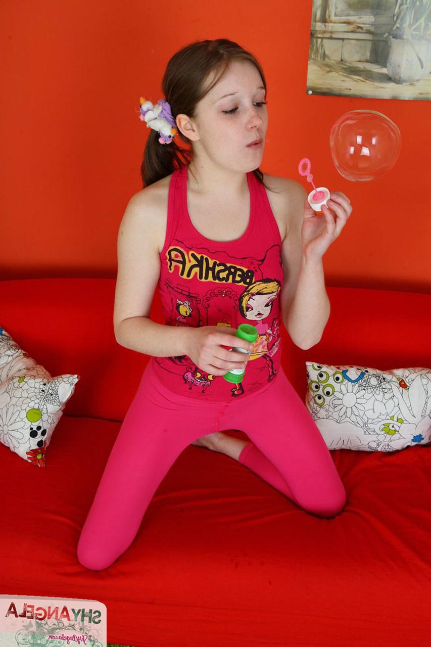 16P Young looking girl blows up balloons before having sex with two boys at once