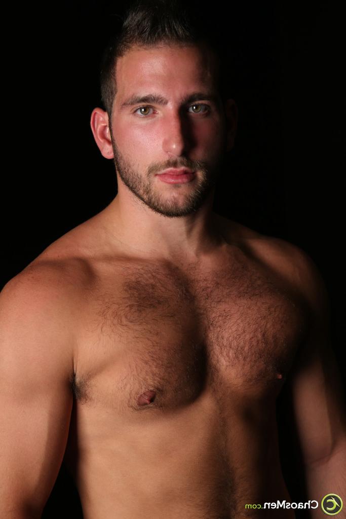 20P Charming twink Armani strips and shows his hairy chest, round ass & hard dick