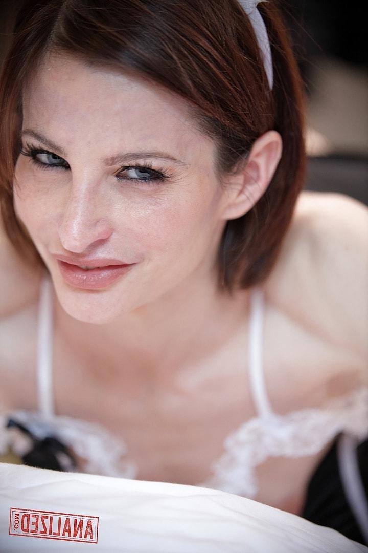 20P Slender Ava Courcelles poses in her sexy maid costume & gets blacked deeply