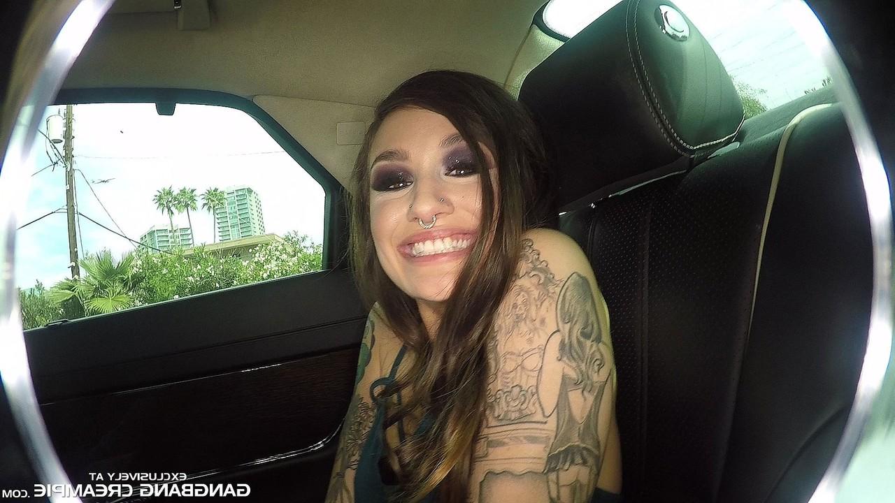 19P Tattooed slut is facialized and creampied during a gangbang