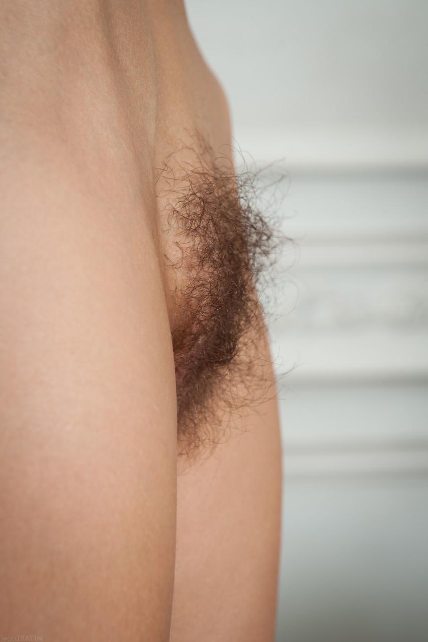 20P Der glamouröse Teenager Dennie zieht sich nackt aus und entblößt ihren behaarten Schritt