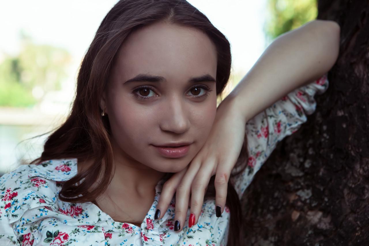 18P Teen Moldavian chick Messiah strips down and fingers on the armchair