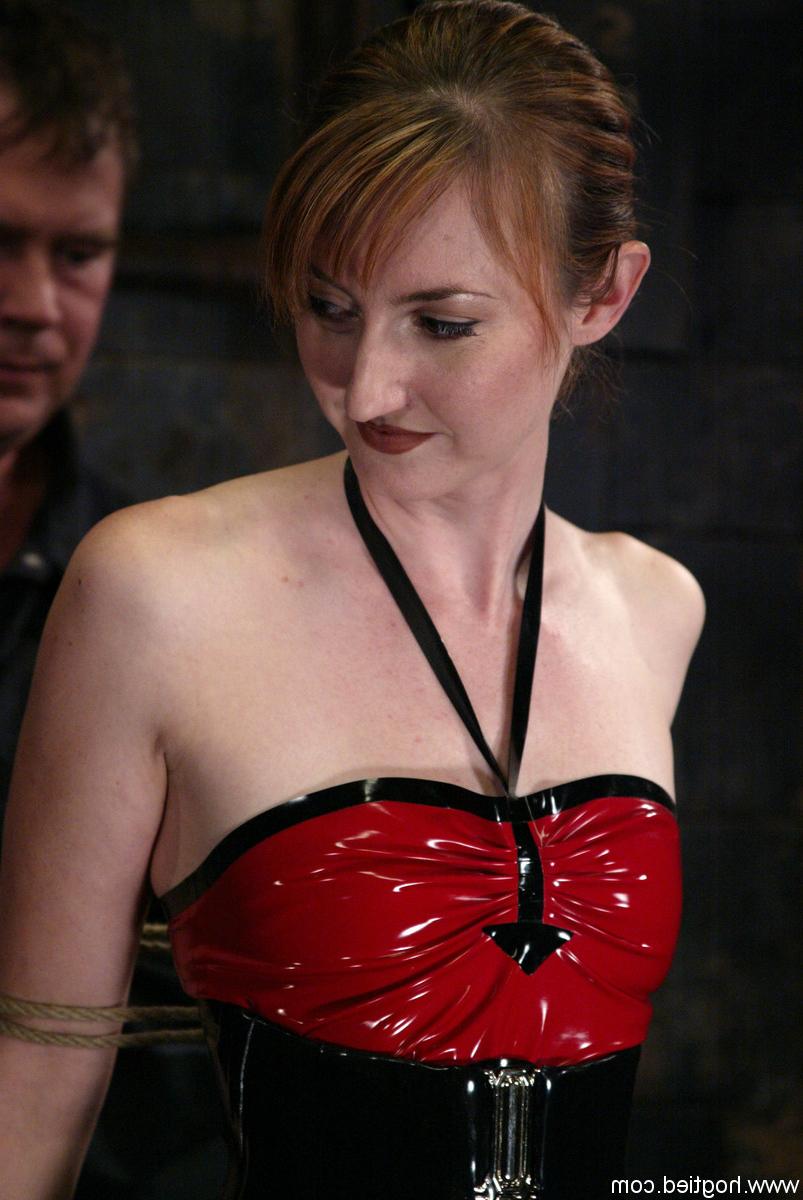 20P Pretty redhead Kendra James gets tied up & has her shaved pussy exposed