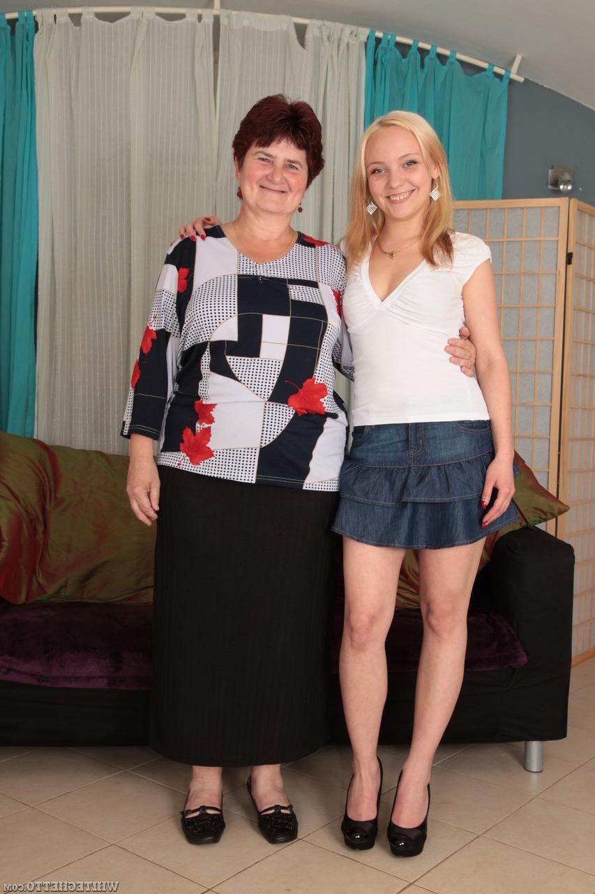 18P Older fat granny with saggy big tits seduces young blonde teen with sex toys