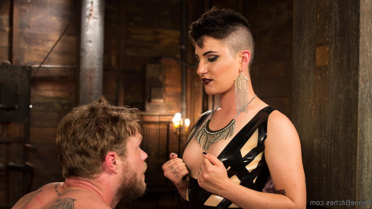 17P Butch chick Joey Minx pegs a male sub after sufficiently restraining him