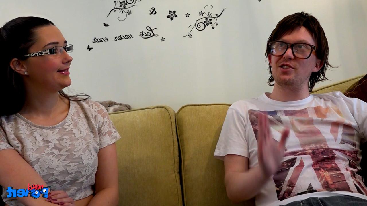 20P Brunette babe with eyeglasses gets her mouth fucked & jizzed by a nerd