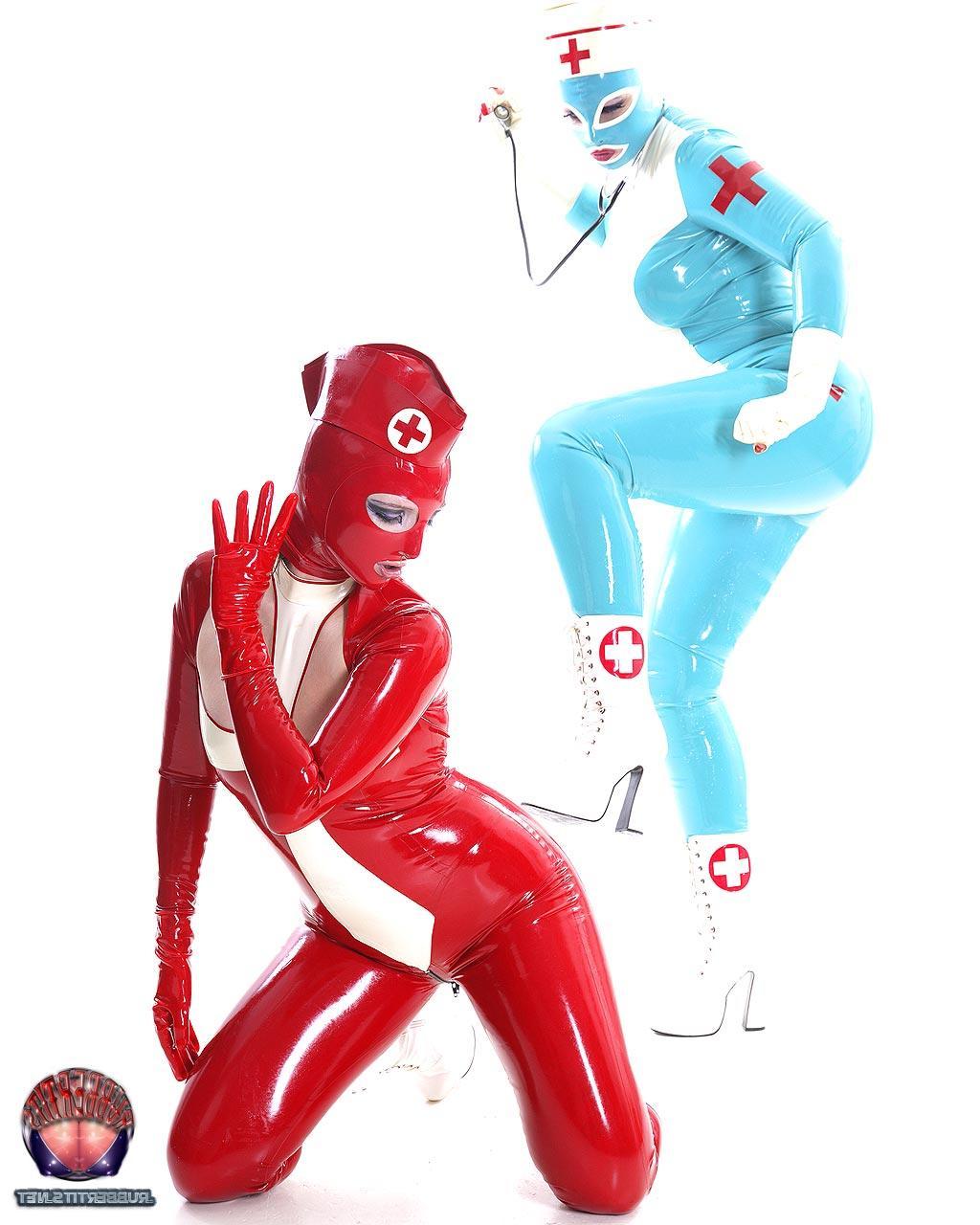 16P Fetish models hump each other while wearing latex nurse outfits