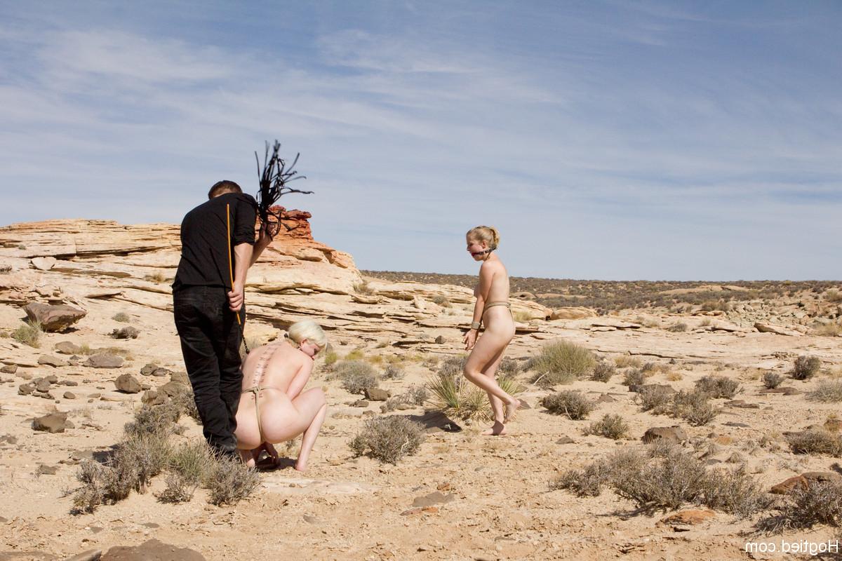 20P Hot blondes Penny Pax & Cherry Torn get paraded naked & tied up in the desert