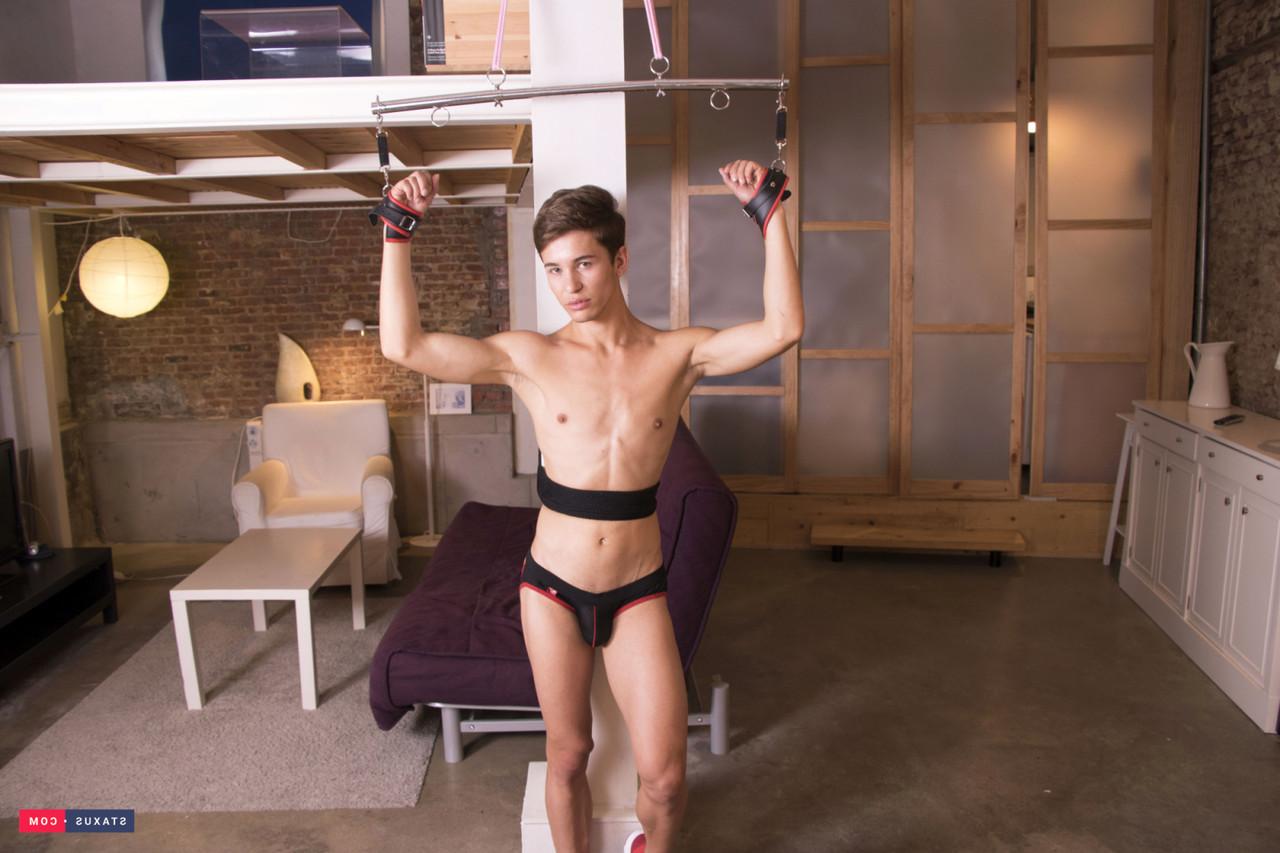 17P Sexy twinks Angel Lopez and Izan Loren pose before fucking in BDSM action