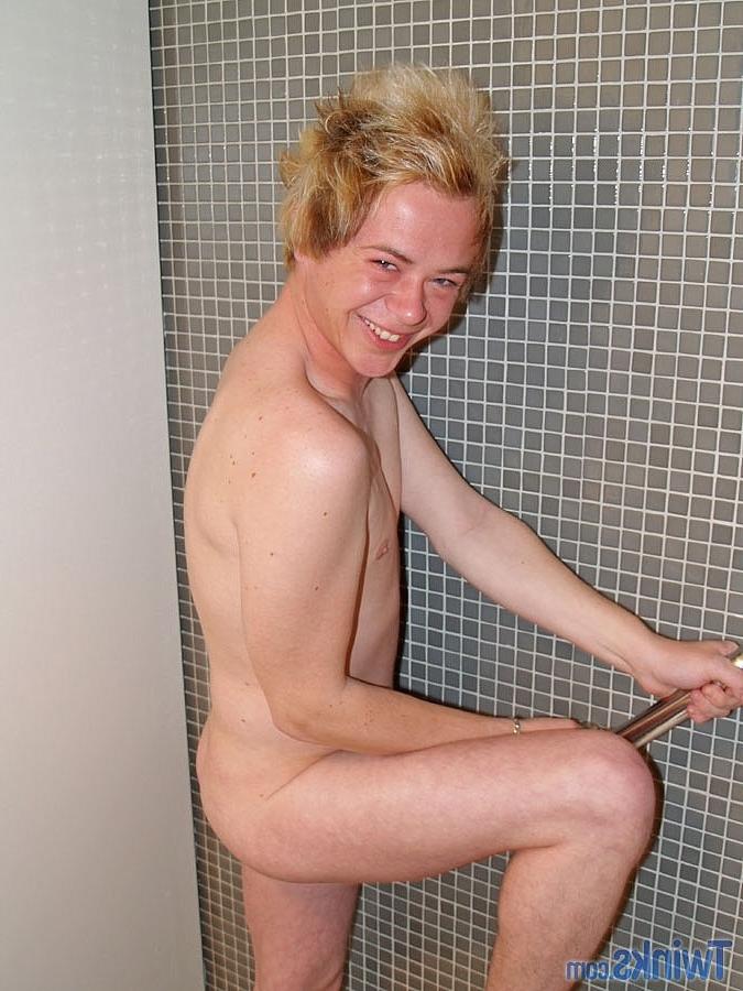 20P Good-looking twink Shayne H plays with his small dick in the bathroom