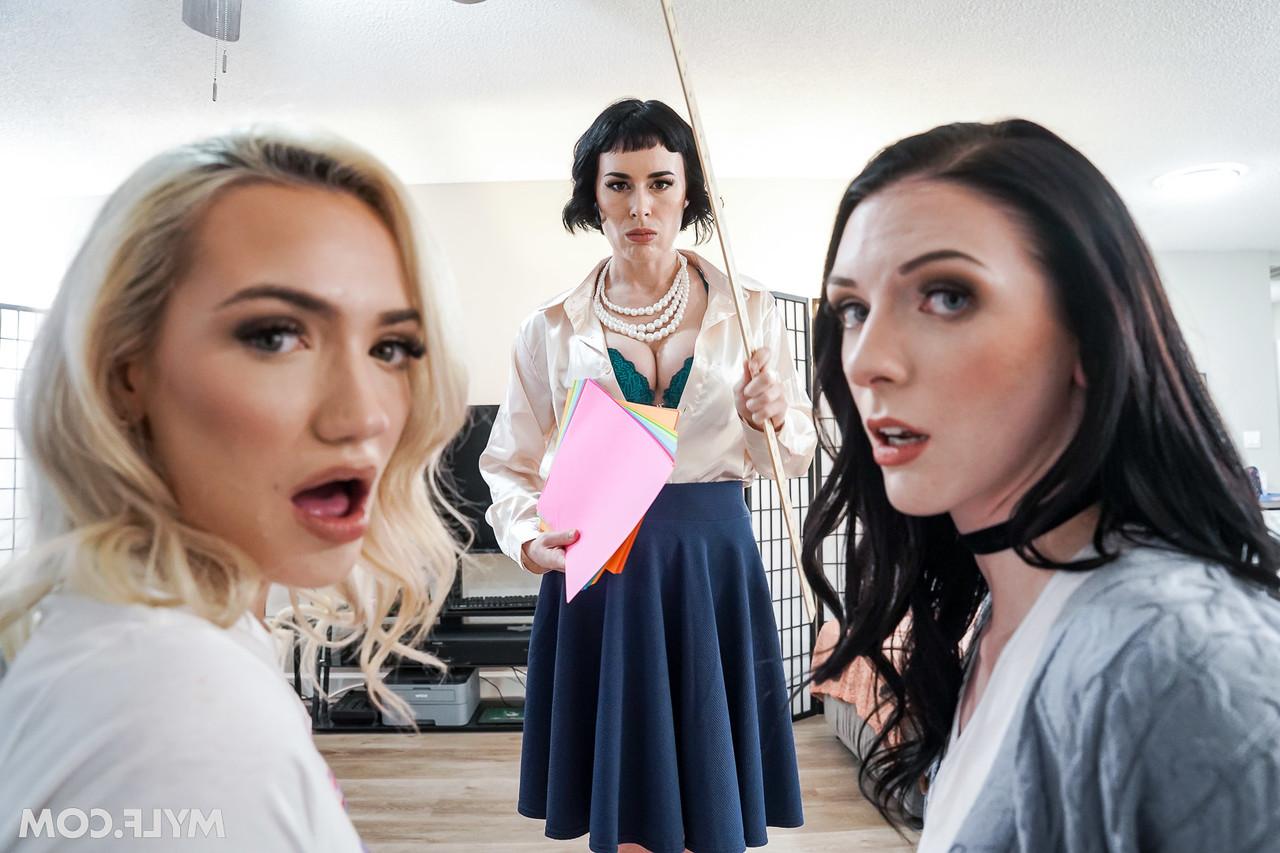 20P Naughty teacher Olive Glass enjoys a steamy 3some with lesbian schoolgirls