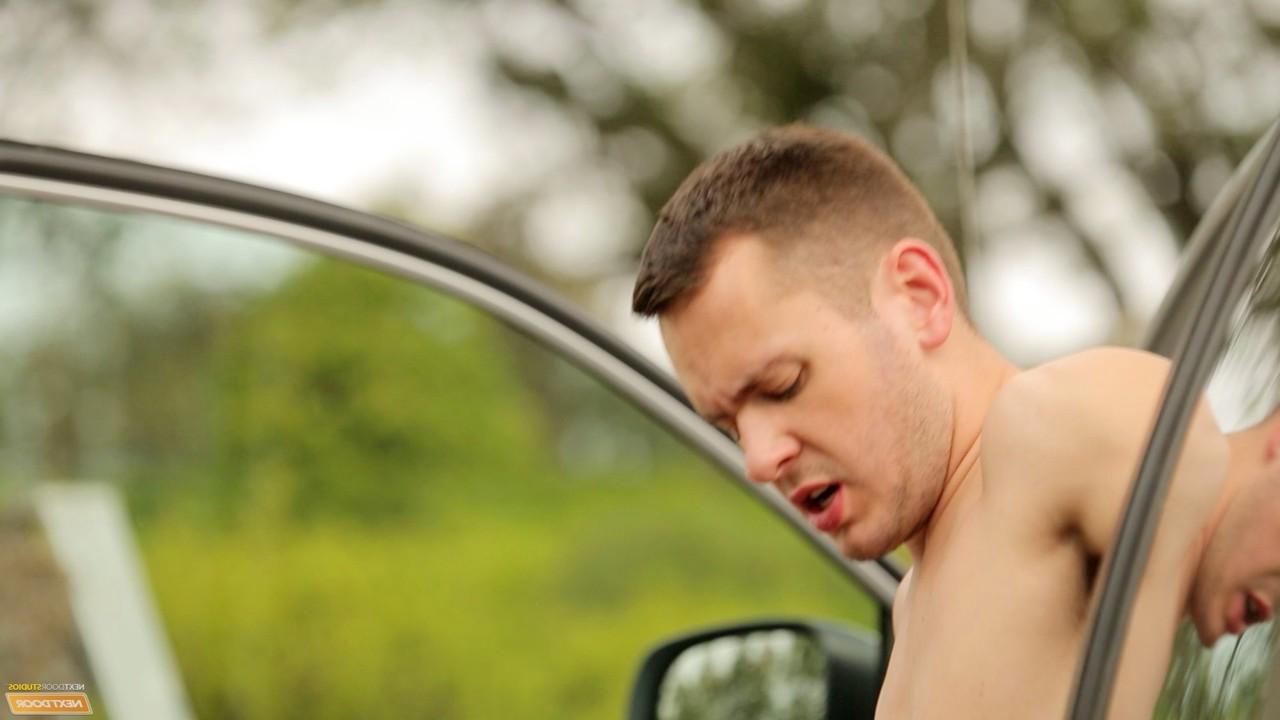 20P Horny gay dudes Mark Long and Brenner Bolton fuck in front of their van