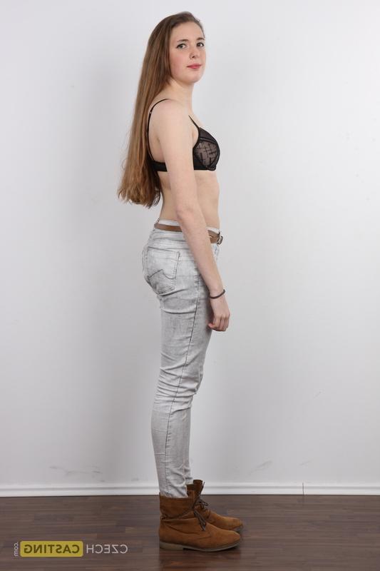 20P 18 year old amateur Alena stands naked after removing clothes and boots