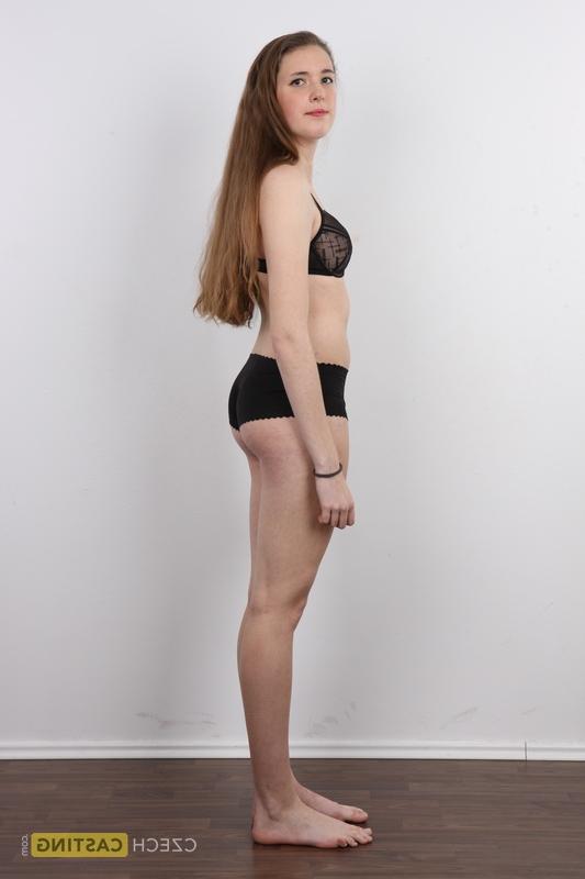 20P 18 year old amateur Alena stands naked after removing clothes and boots