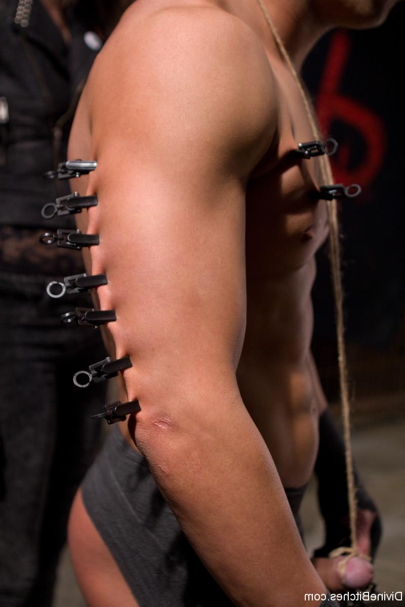 20P Wild and creative femdom hotties bind a cute dude and torment his cock & balls